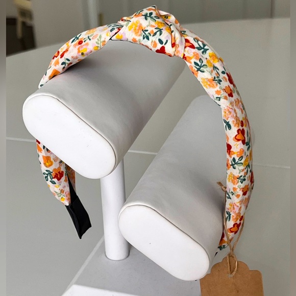 Floral knotted Headband | ORANGE FLORAL (one piece) | NEW! - Picture 4 of 6